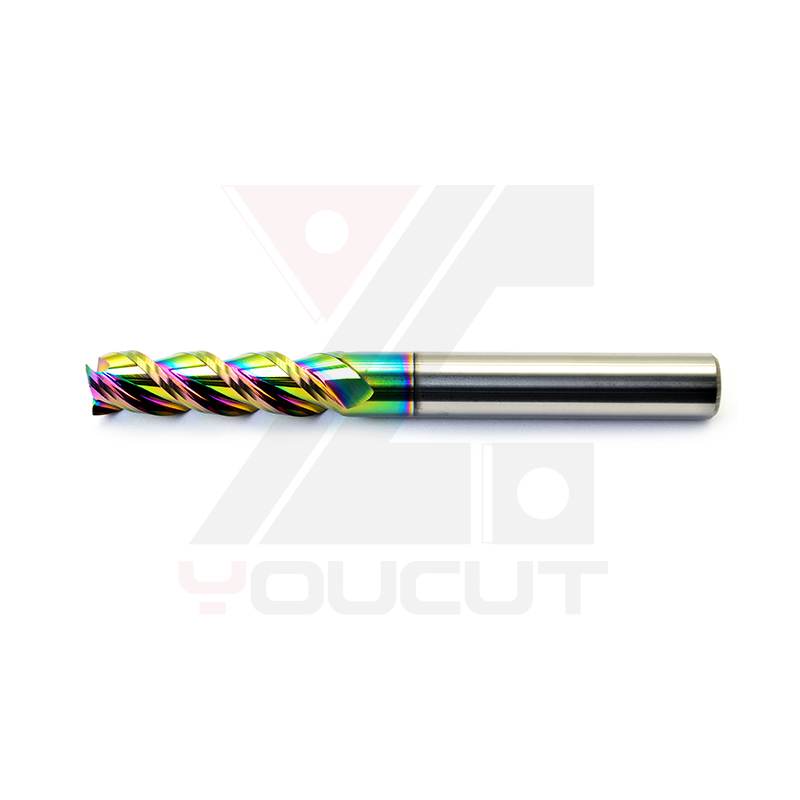 Carbide End Mill - AE-14-100-3F 3枚刃DLCコーティング炭化タングステンエンドミル HRC45/55/60 高送り半仕上げ工具（アルミニウム・硬化鋼用）