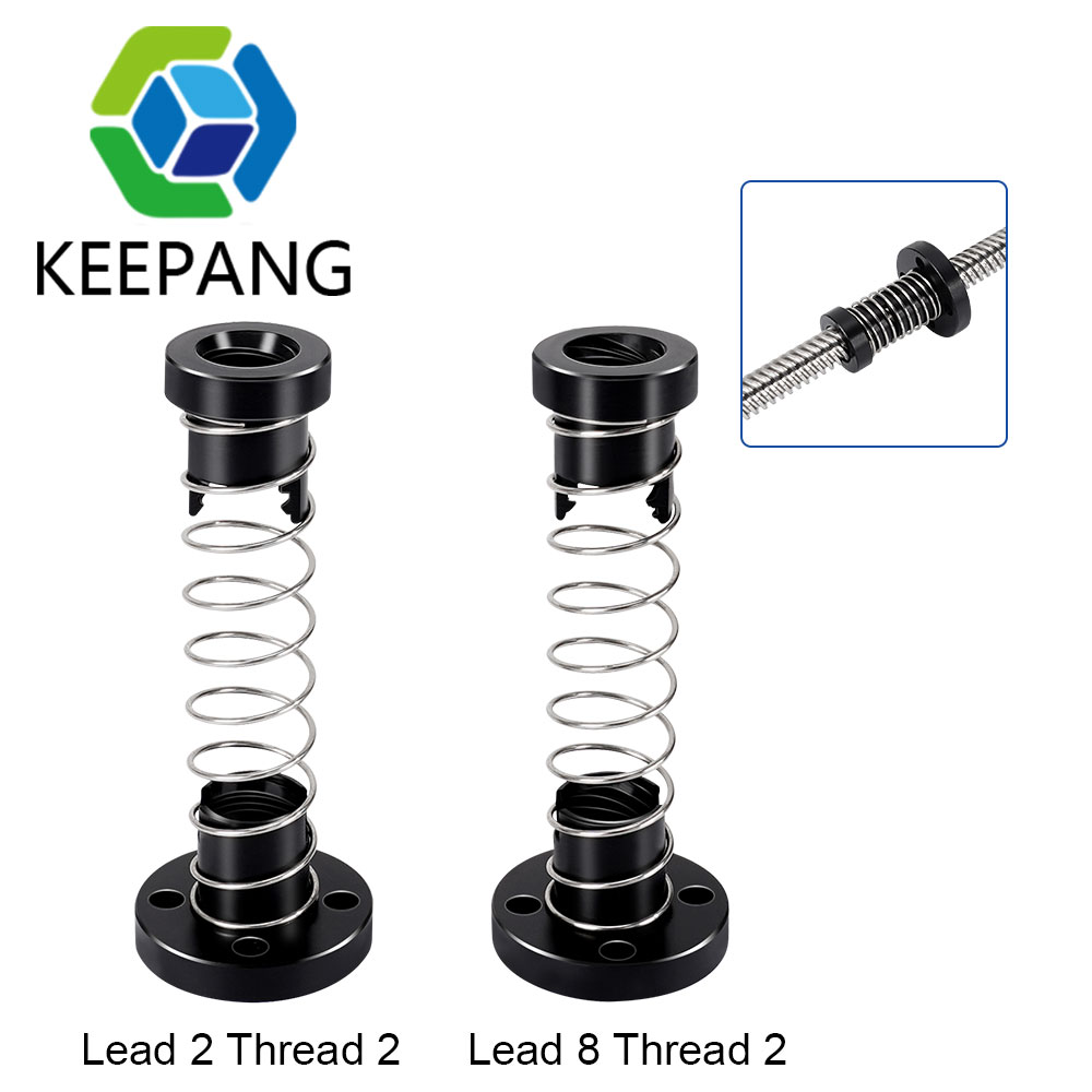 Lead Screw 8Mm - 3DプリンタポンポンT8アンチバックラッシュナッツ鉛2/4/8ミリメートルネジ棒排除ギャップ春ロードされたdiy cncアクセサリー