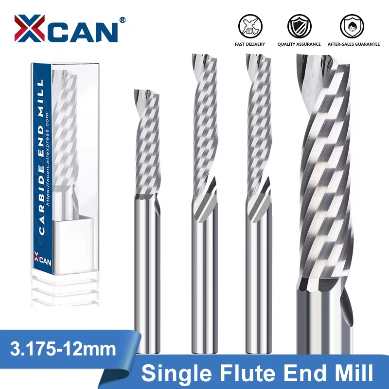 End Mill Set - Xcan-フライス加工機用CNCフライス盤,1個,シングルフルート,スパイラルエンドミル,ストレートシャンク
