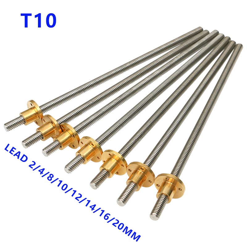 Lead Screw 8Mm - ナット付き台形スピンドルねじ,ステンレス鋼,t10,長さ100mm, 200mm, 300mm, 400mm, 500mm, 550mm,