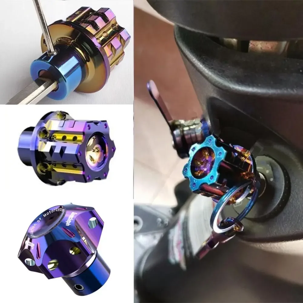 Cnc Bits - ユニバーサル対応、青色アルミニウム製、五角形・六角形のCNC加工キービット、キーヘッド、バイク、車、ATV用の改造ケース。