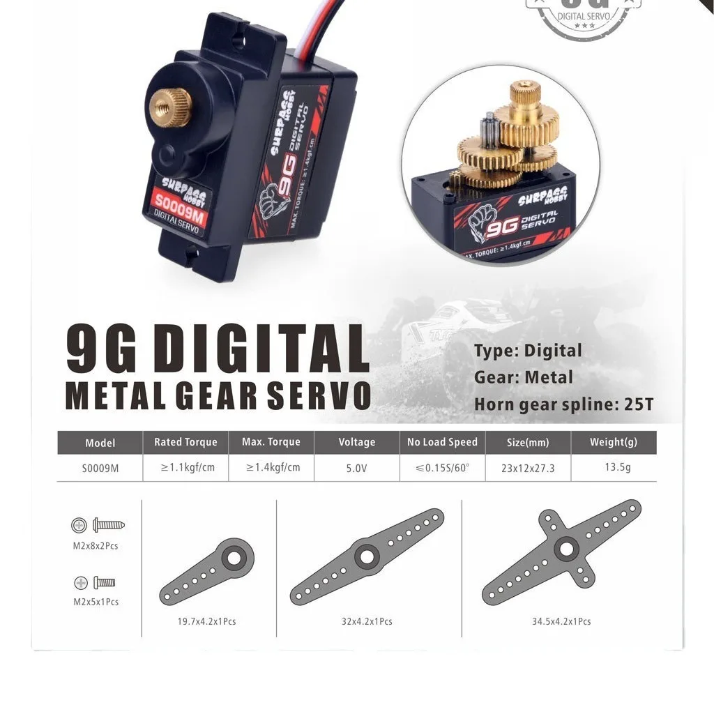 RCデジタルマイクロサーボ 2g 3.7g 4.3g 6g  - Servo 9G のレビューと価格